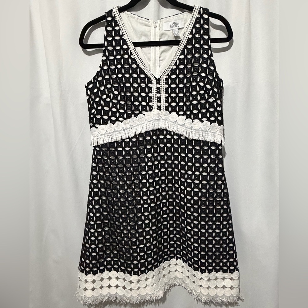 Belle Badgley Mischka Black and White Geometric Dress